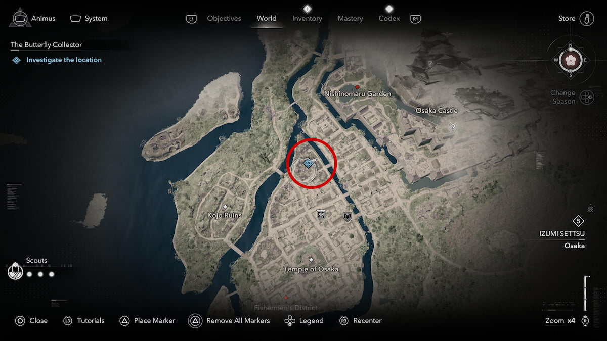 Complete Guide: Find All Butterfly Collector Targets in AC Shadows 6 Burnt well location in Osaka
