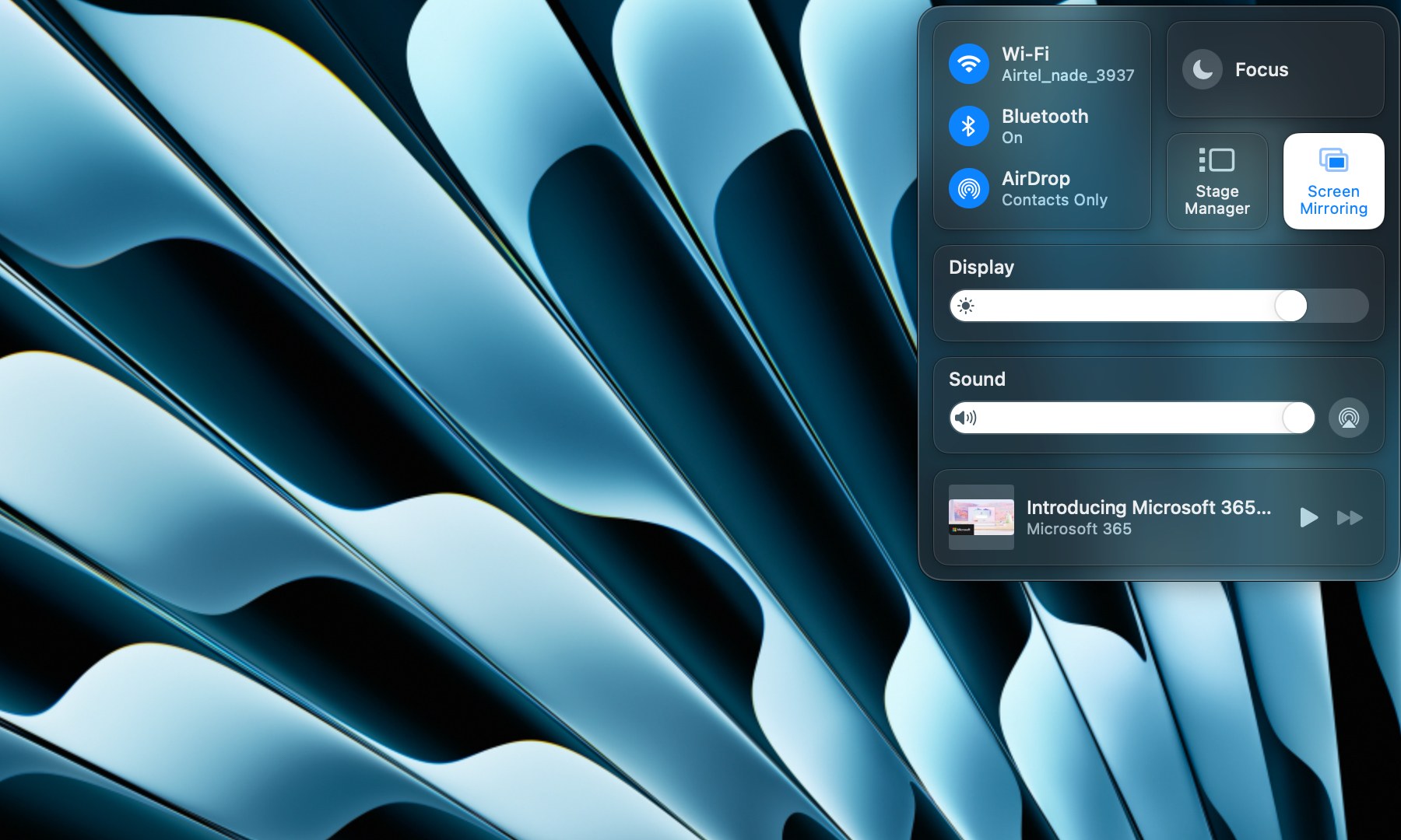 Apple’s Glass-Like Software Redesign: Cool Concept, Not New Innovation 10 Control center on macOS.