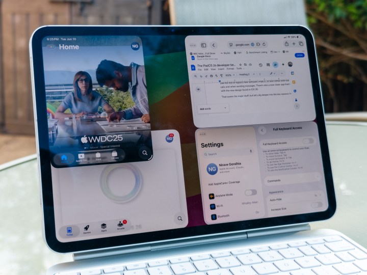 Experimenting with iOS, iPadOS & macOS 26 Beta: My Experience 8 4 windows open on the iPad Pro 11 on iPadOS 26 developer beta 1