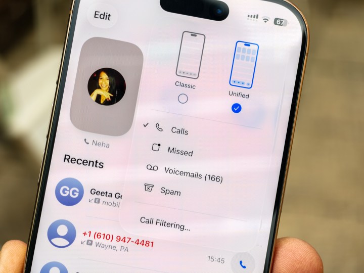 Experimenting with iOS, iPadOS & macOS 26 Beta: My Experience 12 Option to revert the new unified dialer Tabs in the iOS 26 developer beta 1 running on the iPhone 16 Pro