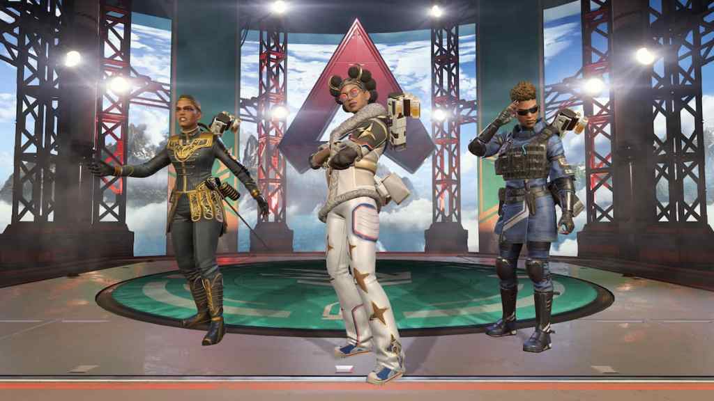 Apex’s Wild Card Mode: Quick Firefights & Epic Loot Explosions! 7 Three Bangalores in the podium of an Apex Legends match.