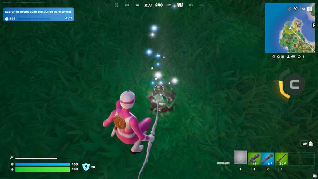 Complete Guide to All SHADOW Briefing Locations in Fortnite Chapter 6 8 Pink ranger digging up sparkling spot for treasure in fortnite
