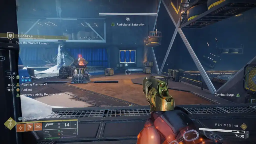 Upgrade Wolfsbane’s Intrinsic in Destiny 2: A Step-by-Step Guide 16 A square-shaped Vex node in the back of the boss room in Heliostat in Destiny 2.