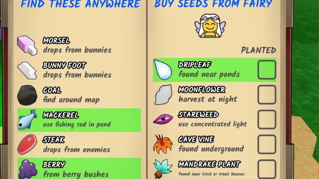 99 Nights in the Forest: Ultimate Potion Making Guide 6 Potion Ingredients