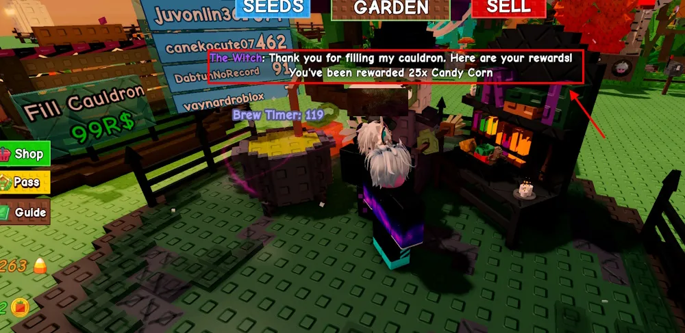 Get Candy Corns in Grow a Garden: Halloween Update Guide 6 Grow a Garden Cauldron leaderboard Witch NPC Halloween