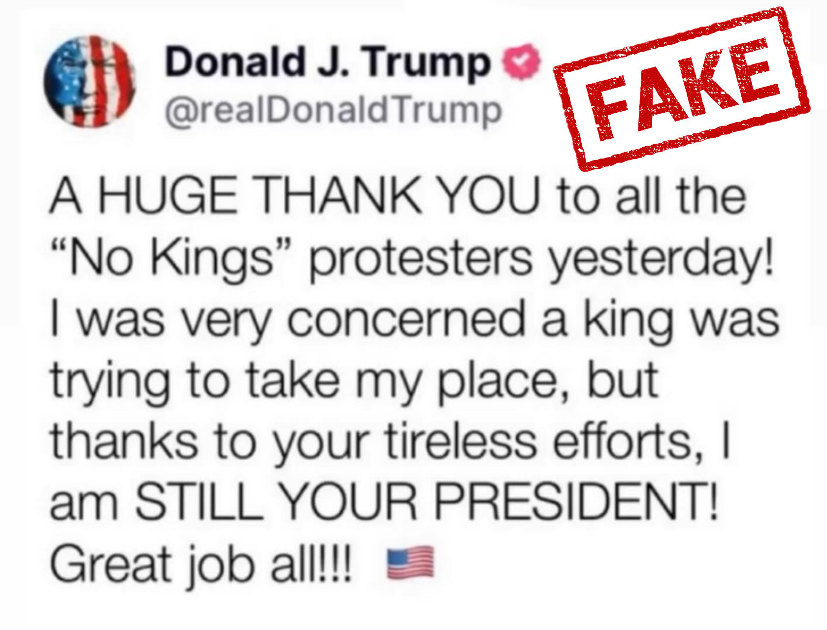 Joe Rogan Misled by Fake Trump Tweet on No Kings Protest 6 Fake tweet from President Donald Trump about the No Kings protests.