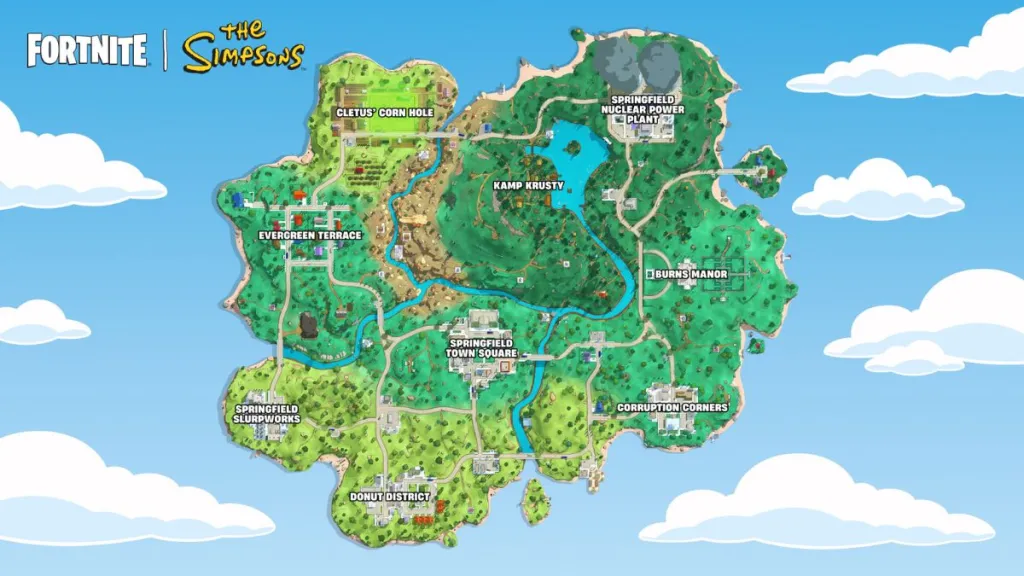 Fortnite Simpsons Season: Map Changes & New POIs Revealed! 6 Springfield Map in Fortnite
