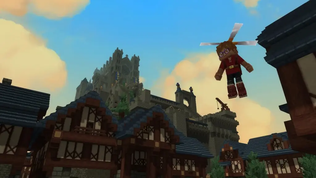 Hytale Release Date: Platforms, Predictions, and What to Expect 5 A character flying around with a helicopter device on their head in Hytale.