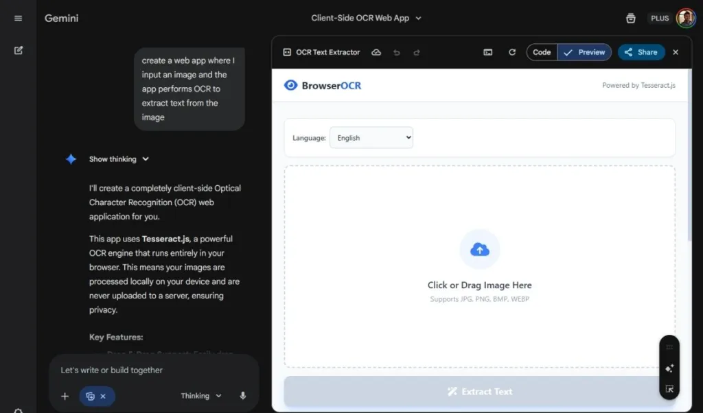 Build an AI App from Scratch: No Coding Skills Needed! 9 gemini created an ocr app