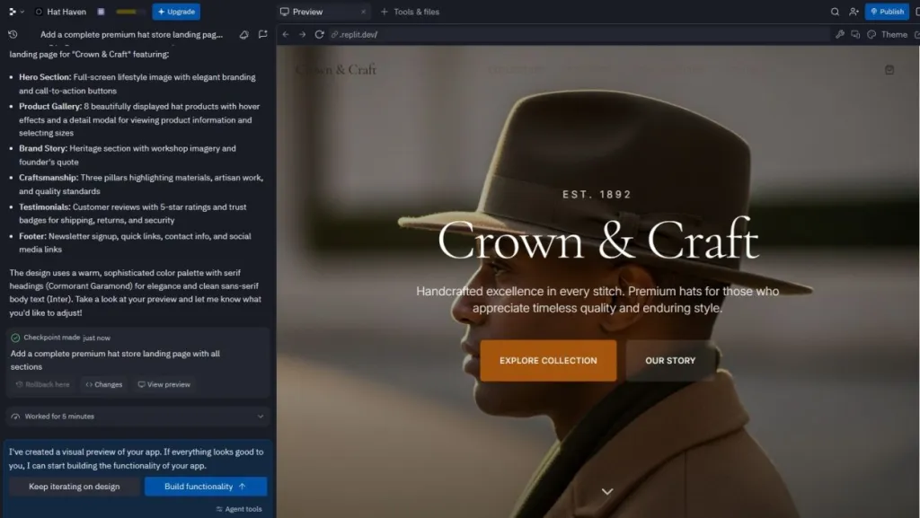 Build an AI App from Scratch: No Coding Skills Needed! 11 replit created a landing page