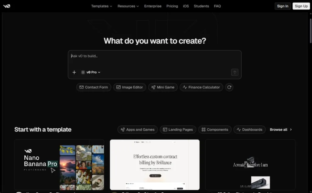 Top 8 AI Website Builders That Actually Work: My Tested Reviews 9 v0 by Vercel homepage