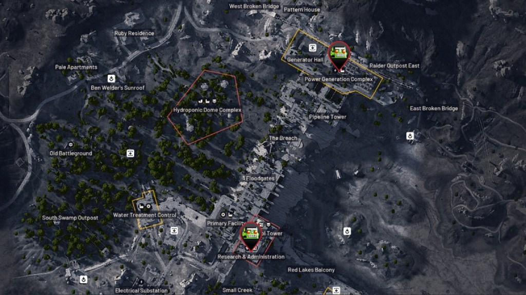 How to Locate Water Filters in ARC Raiders: Essential Guide 6 3D render of Dam Battlegrounds with pins marking several locations in ARC Raiders.