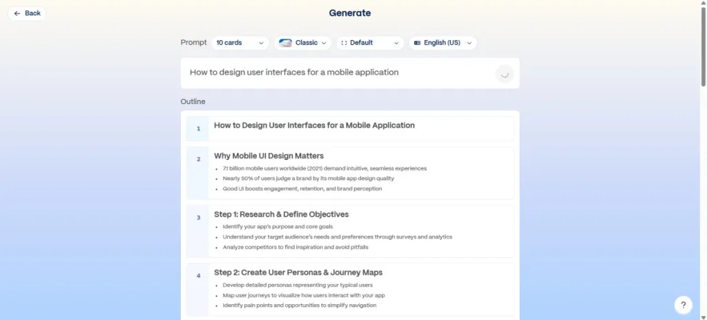 Top 10 AI Tools for Students: Tested & Approved by Experts 12 Gamma AI learning tool screenshot