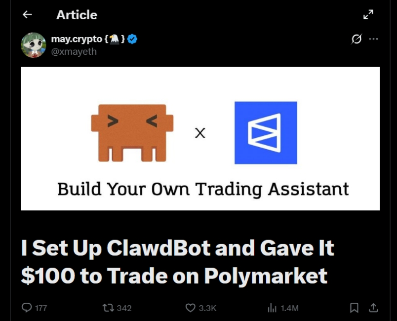 Clawdbot (MoltBot): Viral Robot Explained! 8 Clawdbot article on X using to trade on Polygon screenshot