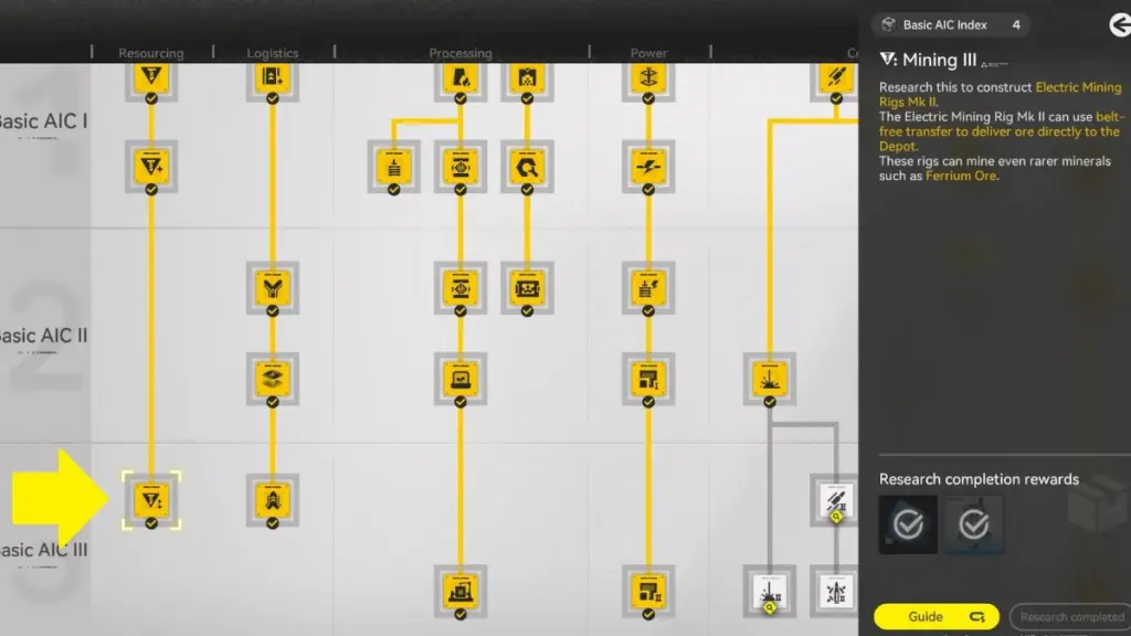 Arknights Endfield: Ferrium Mining Rig Guide 6 Research Page in Arknights: Endfield