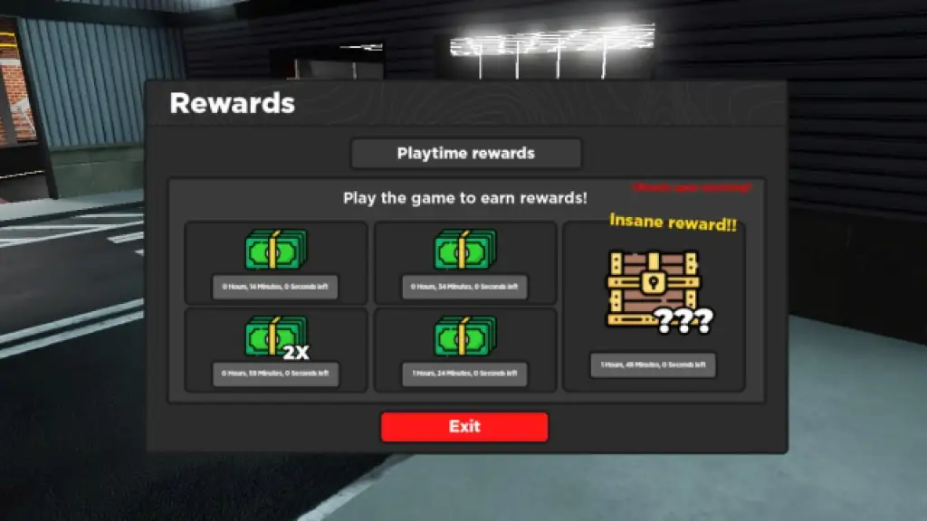 Midnight Chasers Highway Racing Codes January 2026 Update! 6 Midnight Chasers Highway Racing Playtime Rewards menu
