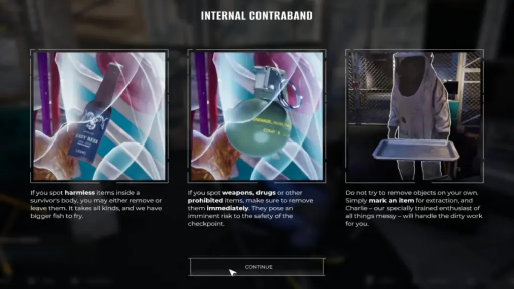 Quarantine Zone: Internal Contraband Explained 6 The Internal Contraband intro tutorial menu in The Last Check