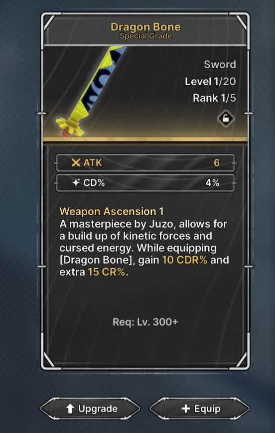 Ultimate Guide to Weapons in Jujutsu Zero: Locations & Crafting 6 jujutsu zero dragon bone weapon stats