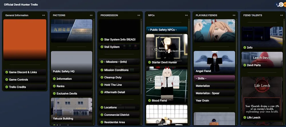 Updated Devil Hunter Trello & Discord Links for Enthusiasts 6 Devil Hunter trello board