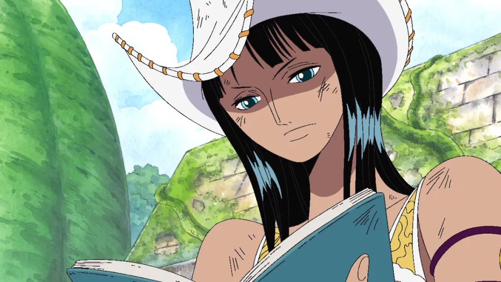 Unveiling Nico Robin: Age, Past, Devil Fruit Powers & More Explained 11 Nico Robin reading a book in One Piece anime