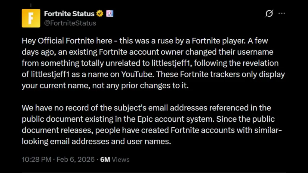 Fortnite Debunks Epstein Account Theories: Is He Really Alive? 6 Fortnite Jeffrey Epstein Account Hoax littlestjeff1