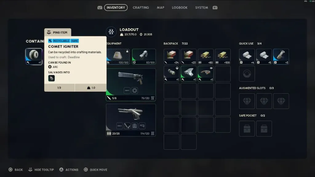 How to Get Comet Igniter in Arc Raiders — Step-by-Step Guide 6 Arc Raiders Comet Igniter Inventory