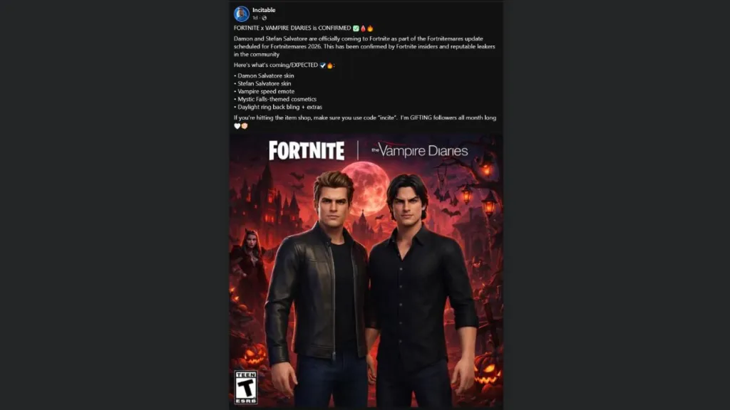 Will Vampire Diaries Skins Arrive in Fortnite? Latest Rumors Explained 6 Fortnite Vampire Diaries Leak
