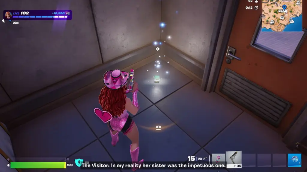 How to Hear The Visitor’s Reunion with The Order — Fortnite C7S1 7 Looking at ship log on ground in fortnite