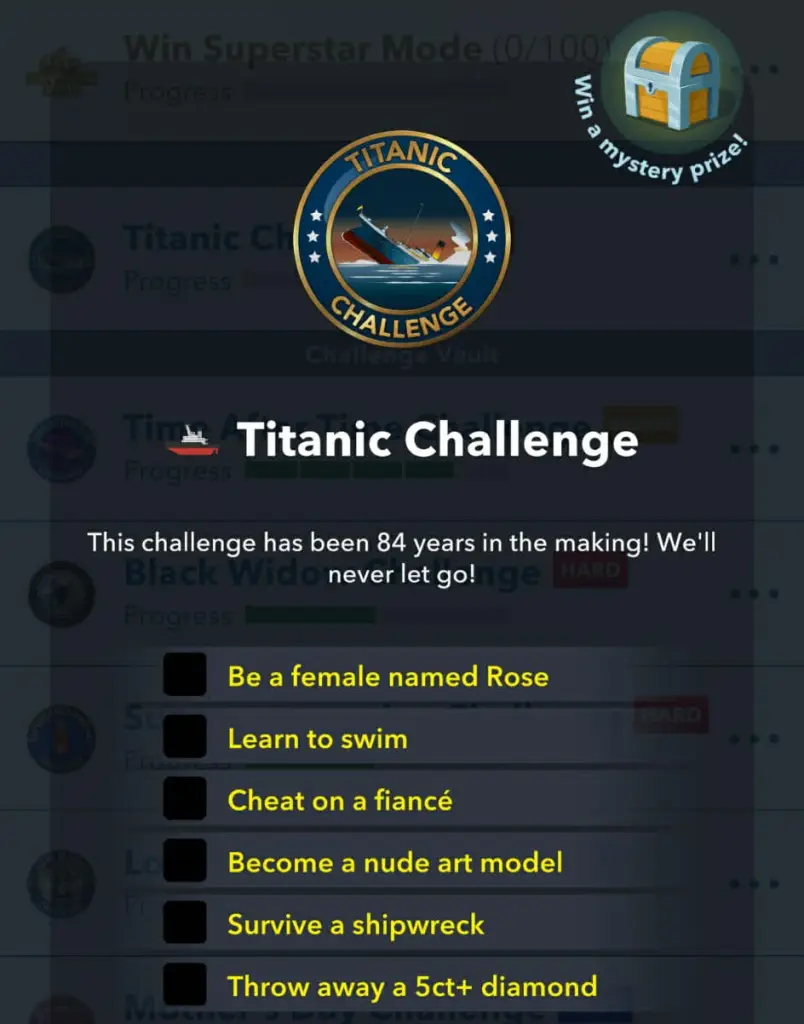 How to Complete the BitLife Titanic Challenge: Step-by-Step Guide 6 Titanic challenge goals in bitlife.