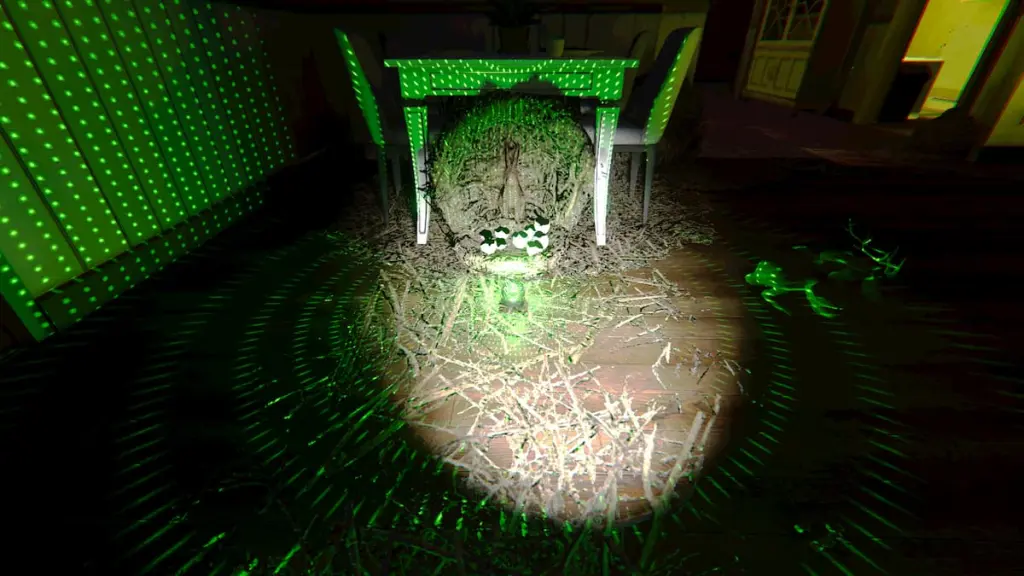 Phasmophobia Cursed Hollow 2026 Easter Event Guide & Tips 6 A small Forest Minion hopping away from a nest in a DOTS Projector in Phasmophobia