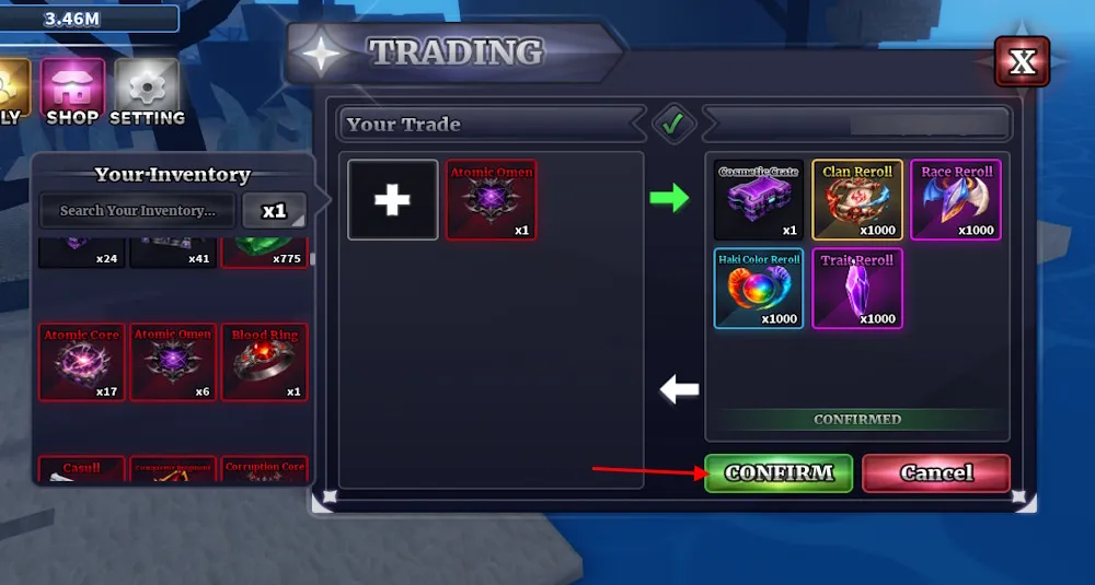 Sailor Piece Trading Guide: How to Trade & Full Values List 9 Confirm trade in Sailor Piece