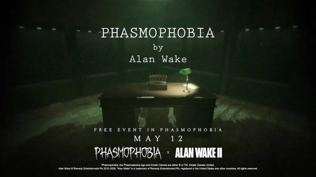 Phasmophobia’s First Collab Is a Perfect Fit 6 Alan Wake and Phasmophobia collab event art featuring desk in lobby