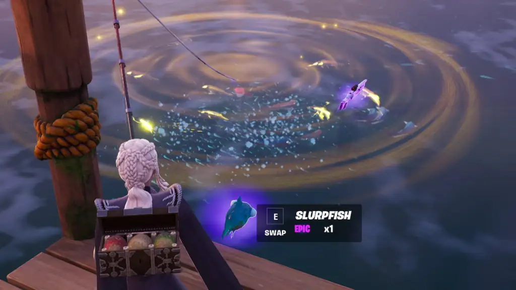 Golden Fishing Spots: Reduce Fishstick Supply – Fortnite C7 S2 7 Catching a fish in fortnite