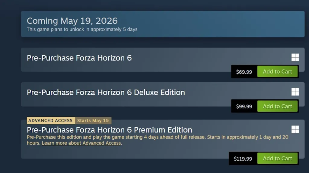 Preload Forza Horizon 6: PC, PS5 & Xbox Guide 7 Forza Horizon 6 on Steam