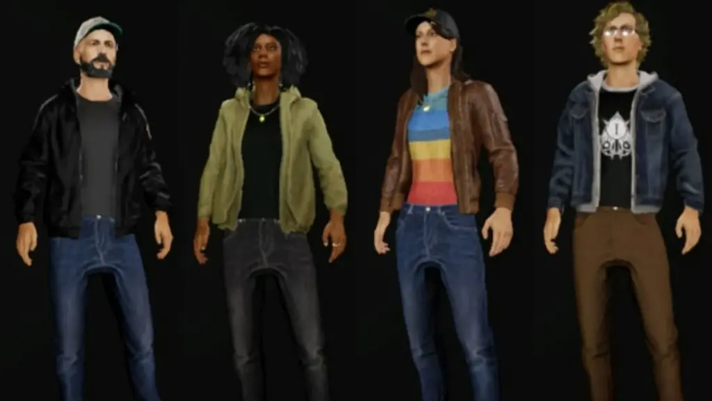 All Phasmophobia Player Models & Backstories Guide 6 Four characters in Phasmophobia wearing cosmetics.