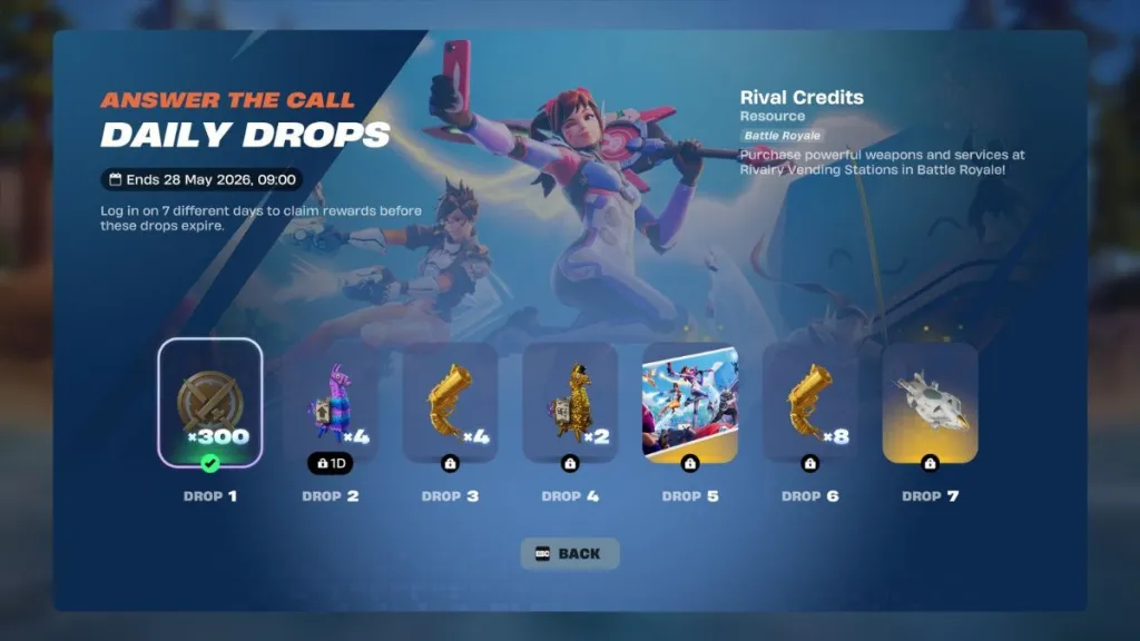 Fortnite Overwatch Daily Drops: Complete List & How to Get Them 6 Fortnite 40.40 Overwatch Daily Drops