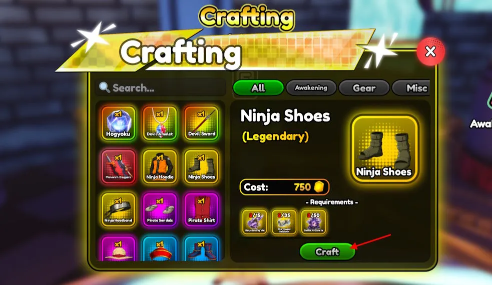 Complete Anime Squadron Gear Crafting Recipes Guide 20 Gear craft button in Anime Squadron
