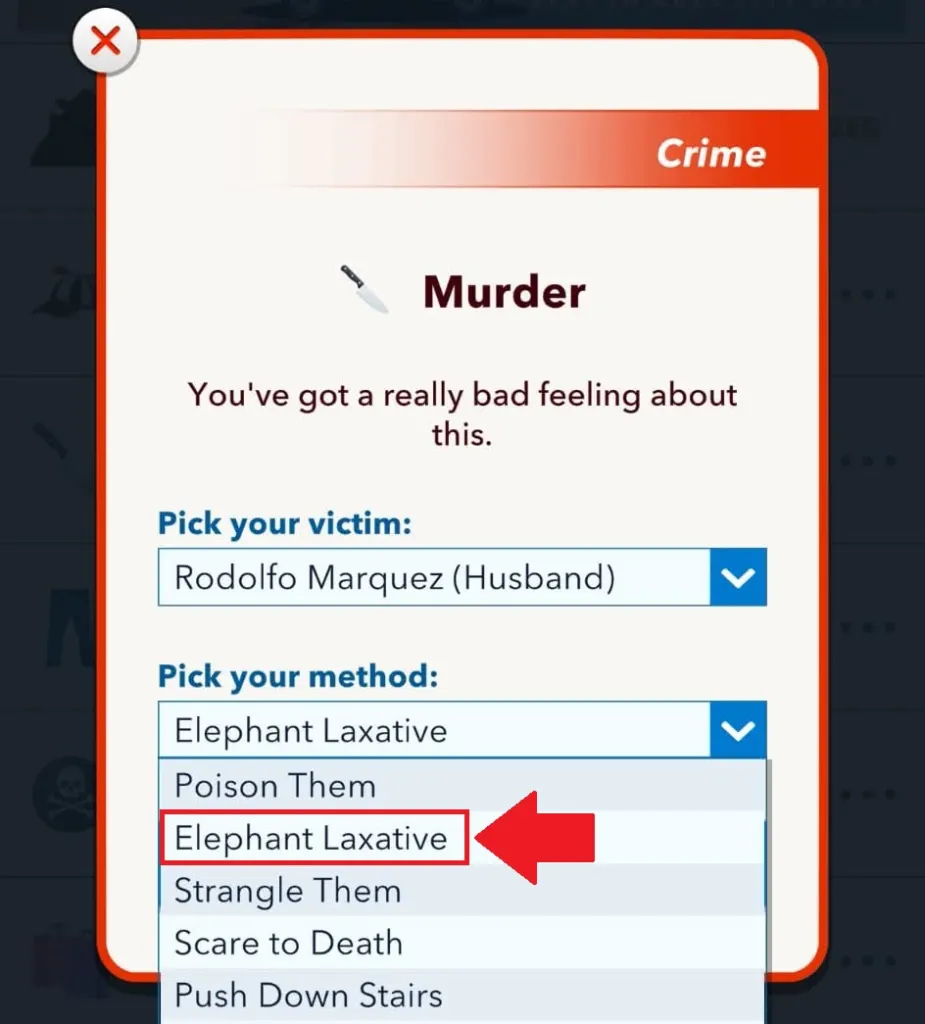 BitLife Rainbow Widower Challenge: How to Complete It 8 elephant laxative murder method marked in bitlife