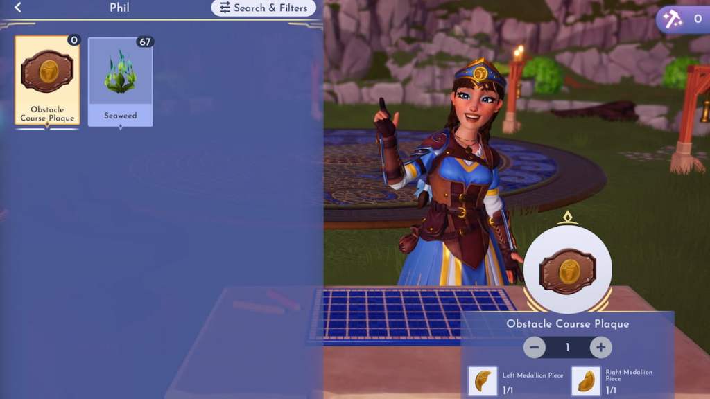 Get & Use Hercules Realm Medallion Pieces | Disney Dreamlight Valley 6 Preparing to craft obstacle course plaque in disney dreamlight valley