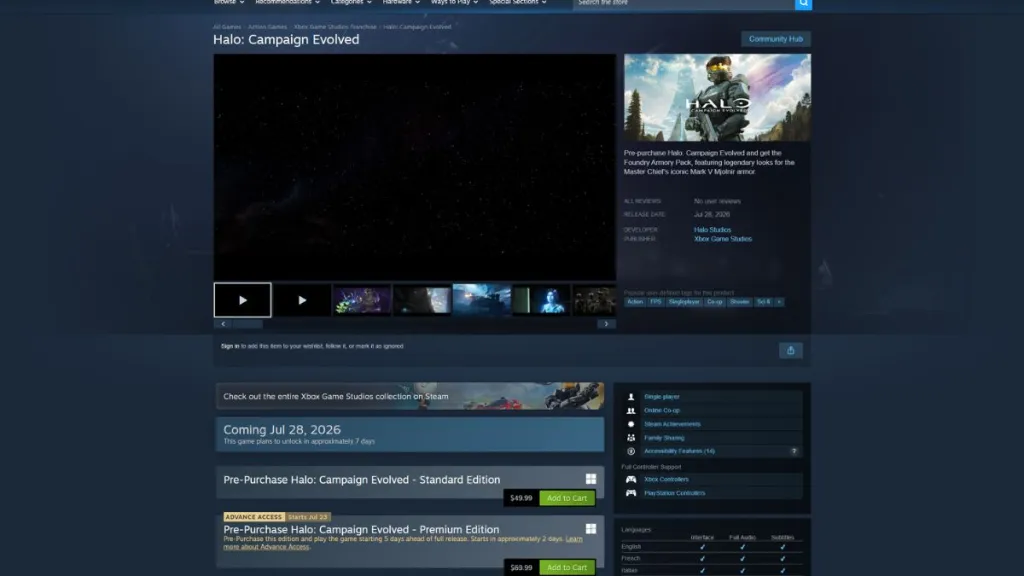 Halo Campaign Evolved Preload Guide: Start Times & File Size 9 Halo Campaign Evolved Steam page