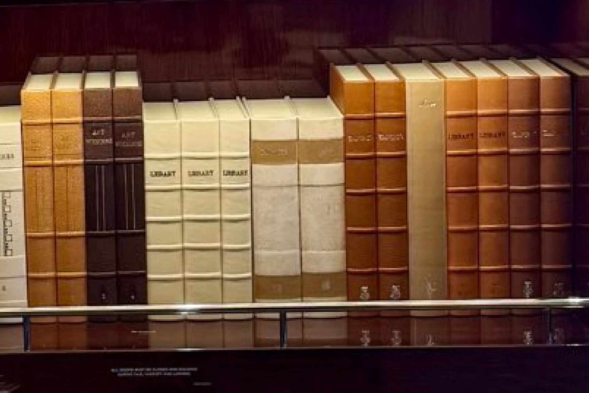 Are Air Force One’s Fake Books AI-Generated or Real? 6 Close-up on a shelf on the new Air Force One, which features fake books with titles like "Library" and "Arts" and "Architecture."