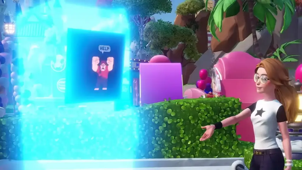 Disney Dreamlight Valley Pixel Perfect Update: Start Time & Date 6 Player interacting with ghost game machine with ralph inside in disney dreamlight valley